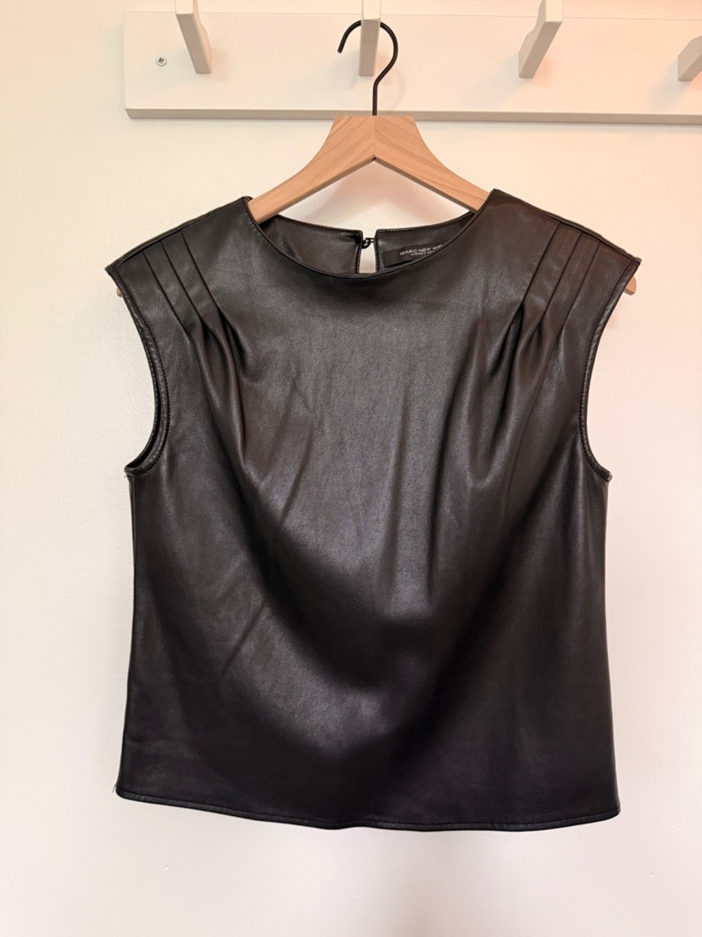 Mark New York Vegan Leather Sleeveless Black Top - Size XS